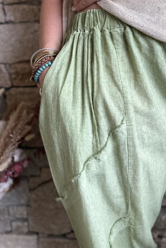 Rustic Nature Linen Blend Barrel Pant Washed Lawn